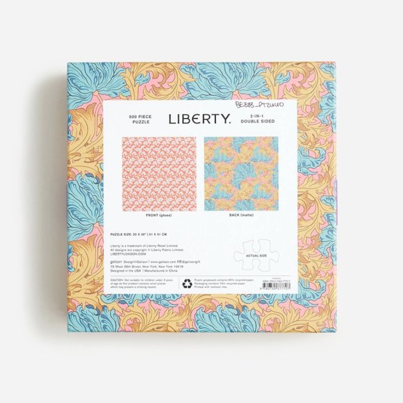 Bundle of 2 - J. Crew Liberty Print Doubled Sided Puzzle in Decorative Boxes - Picture 7 of 11